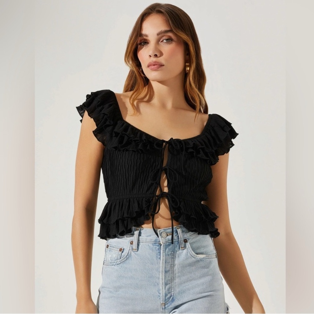ASRT the Label Ruffle Tie-Front Top